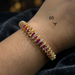 Brass <b>Ruby</b> CZ Marquise Stone Gold Plated Open Cuff <b>Bracelet</b> Adjustable Cubic Zirconia Bangle For Women Fashion Jewelry - Product Image 3