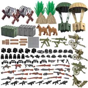 Set de Accesorios Enlazables para Escenas Militares de la Segunda Guerra Mundial: Armas, Cascos, Barreras, Paracaídas, Piezas de Armas para Perros, Regalo para Fans de Escenas Históricas DIY - Product Image 1