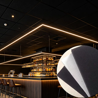 Plaques de plafond acoustiques en fibres minérales noires, panneaux de plafond suspendu 600x600, absorption acoustique, ignifuges, pour bar, karaoké, restaurant