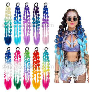 Vente en gros 24 pouces synthétique Ombre Couleur Jumbo Bubble Twist Extensions <span class=keywords><strong>de</strong></span> cheveux tressés Queues <span class=keywords><strong>de</strong></span> <span class=keywords><strong>cheval</strong></span> <span class=keywords><strong>Postiche</strong></span> <span class=keywords><strong>avec</strong></span> bande <span class=keywords><strong>élastique</strong></span> - Product Image 1