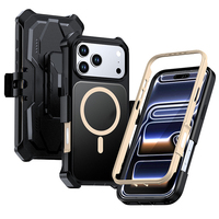 Étui robuste antichoc magnétique 18 Pro Max avec clip ceinture et étui de rangement, emballage de vente au détail pour iPhone 14/15/16/17 Pro, coque de protection robuste