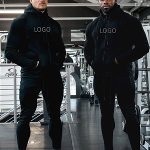 Tuta <span class=keywords><strong>da</strong></span> ginnastica per <span class=keywords><strong>palestra</strong></span> sportiva all'aperto Unisex allenamento e Jogging <span class=keywords><strong>da</strong></span> uomo Set due pezzi felpe con cappuccio e tute - Product Image 3