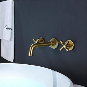 Grifo de lavabo moderno oculto de latón, mezclador de lavabo dividido con doble manija y grifos giratorios para baño - Product Image 3