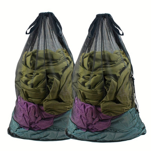 Bolsa de lavandería grande, lavable, reciclable y plegable con cordón, de malla, para lavar ropa y zapatos, color negro. - Product Image 6