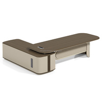 Ensemble de bureau de direction ergonomique en L moderne avec rangement intégré, design modulaire en bois pour immeuble de bureaux, mobilier de luxe