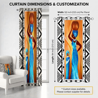 Rideaux occultants haut de gamme 95% avec impression 3D afrocentrique personnalisable, motifs artistiques colorés de femmes africaines, bordure tribale, à œillets, 100% occultants