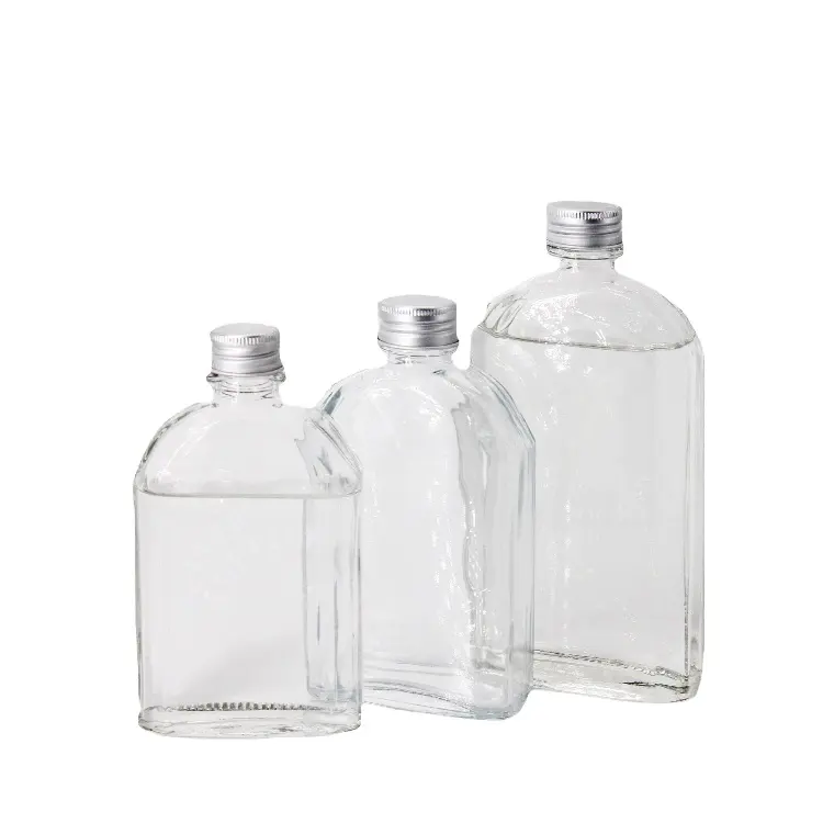 100ml 200ml 250ml 350ml runde bernstein farbene leere Champagner flaschen hersteller Flachglas Weinflaschen Großhandel