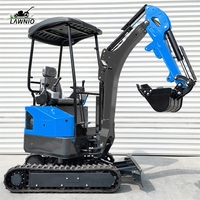 Mini-excavatrice puissante LAWNIO avec capot, pince hydraulique Kubota, chenilles en caoutchouc, pour travaux agricoles et de jardinage