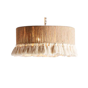 Lampada da soffitto in corda di filato per lampada da Bar/caffetteria/ristorante con ciondolo in Rattan <span class=keywords><strong>e</strong></span> paralume - Product Image 2