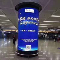 Colonne d'affichage LED circulaire flexible 4K personnalisée pour intérieur, écran publicitaire incurvé pour exposition