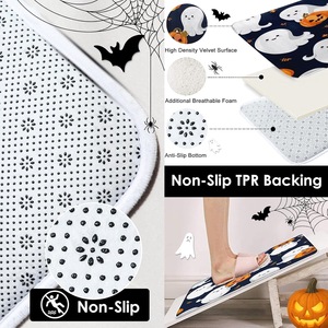 Cortina de Ducha de Poliéster Azul Oscuro con Diseño de Calabaza Fantasma, Cortina de Baño con Impresión Digital, Impermeable, Impresión Personalizada, Venta al por Mayor, Moderna - Product Image 4