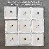 Carrelage en porcelaine mate à motif floral noir et blanc 20x20 cm / 8x8 pouces pour la décoration des murs et sols de la salle de bain et de la cuisine