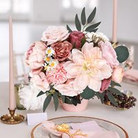 Tiges de fleurs artificielles en soie rose mélangées faites à la main pour bouquet de mariage DIY, baby shower, Saint-Valentin, arrangement floral moderne