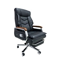 Chaise de bureau de direction noire à dossier haut avec repose-pieds et fonction de massage à 7 points, base chromée pour bureau à domicile et bureau de direction