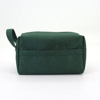 Sac de toilette en toile verte pour hommes, vente en gros, trousse de toilette cosmétique en toile lavée personnalisée, sac de toilette de voyage
