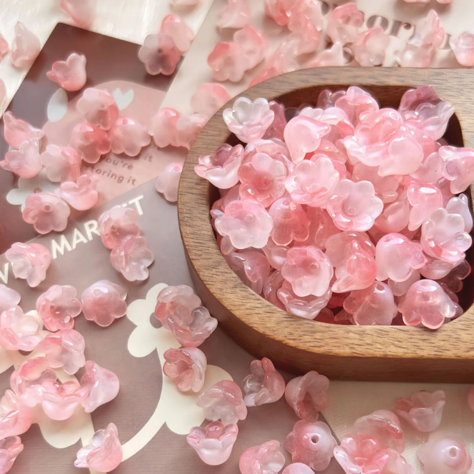 Lily of the Valley Glass Beads Bracelet Making Kit 30pcs Bag DIY Crystal Loose Beads Handmade Jewelry Craft Accessories