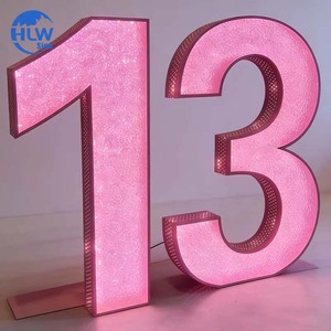 Insegna Luminosa a LED a Forma di Diamante, Lettere Giganti Autoportanti da 4 Piedi, Numeri Personalizzati in Metallo, Logo 3D LED Rosa Acceso - Product Image 1