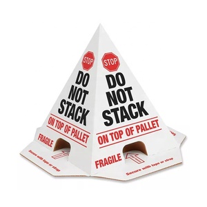 (Paquet de 50) Cones de signalisation anti-empilage pour marchandises fragiles, personnalisables avec logo, en carton ondulé pour alertes d'expédition - Product Image 2
