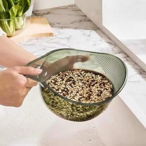 Panier égouttoir de cuisine polyvalent, panier de drainage en plastique avec poignée, pour laver le riz, les fruits et les légumes - Product Image 5