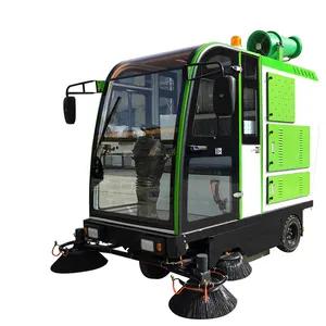 Industrial Intelligent Ride On Type Floor Cleaning Machine Street Floor Sweeper With Fog Gun