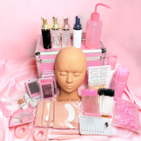 Kit de formation aux extensions de cils pour débutants, ensemble de pratique professionnel avec tête de mannequin, outils, cils, étui portable