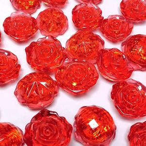 500g Acrylic Transparent Red 3D Rose Flower Flatback Cabochon No Hole Beads DIY Mobile <strong>Phone</strong> <strong>Case</strong> Flat Back Wedding <strong>Deco</strong> 22/25MM - Product Image 3