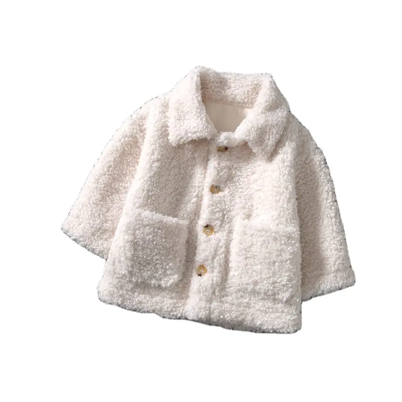INS Hot Sell Pure Color Cotton Kids Winter Warm Outwear Coat Unisex Girls Boys Turn-down Collar Jackets&Outwear