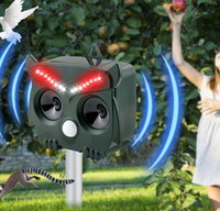 Répulsif Solaire Ultrasonique en Forme de Hibou avec Détecteur de Mouvement et Lumière Flash pour l'Éloignement des Oiseaux et des Sangliers dans les Vergers, Fermes et Jardins
