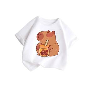 เสื้อยืดเด็ก แขนสั้น ลายการ์ตูนคาปิบารา สไตล์ใหม่ ซัมเมอร์ 2025 น่ารัก สบายๆ สำหรับเด็กชายและเด็กหญิง ผ้าฝ้าย 100% ไซส์กลาง-ใหญ่ - Product Image 5