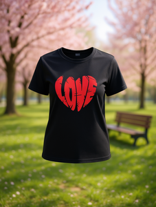 T-shirt da donna con stampa a cuore, girocollo, stile casual, lavabile in lavatrice, per tutte le stagioni, a tema San Valentino - Product Image 2