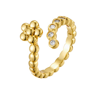 MyMuYu Fashionable Minimalist Flower Open <b>Ring</b> Micro Pave Zircon Adjustable Index <b>Finger</b> <b>Ring</b> Gift Jewelry - Product Image 5