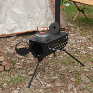 Réchaud de camping portable d'extérieur, brûleur à bois coupe-vent, cuisinière pliable mobile, avec verre ignifuge, type séparé - Product Image 3