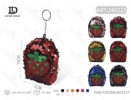 Portamonete con Paillettes a Forma di Fragola, Mini 5 Pollici con Chiusura a Cerniera, Accessorio per Zaino - Product Image 1