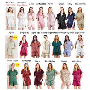 Pijamas de Satén para Mujer FUNG 3034, Nueva Colección Jacquard, 80% Poliéster y 20% Elastano, Transpirables, Cintura Elástica, Largo hasta la Rodilla, Gran Venta - Product Image 1