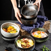 Lot de bols à ramen japonais XUANHUI en céramique noire sous glaçure, résistants au micro-ondes, design minimaliste, vaisselle de table, vente en gros