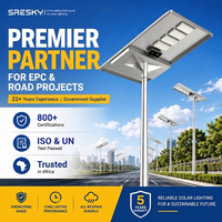 Farola Solar SRESKY para Proyectos Fuera de la Red, 120W 150W 200W, Eficiencia 230lm/W, Sensor PIR, Alta Potencia, Material de Aluminio y PC
