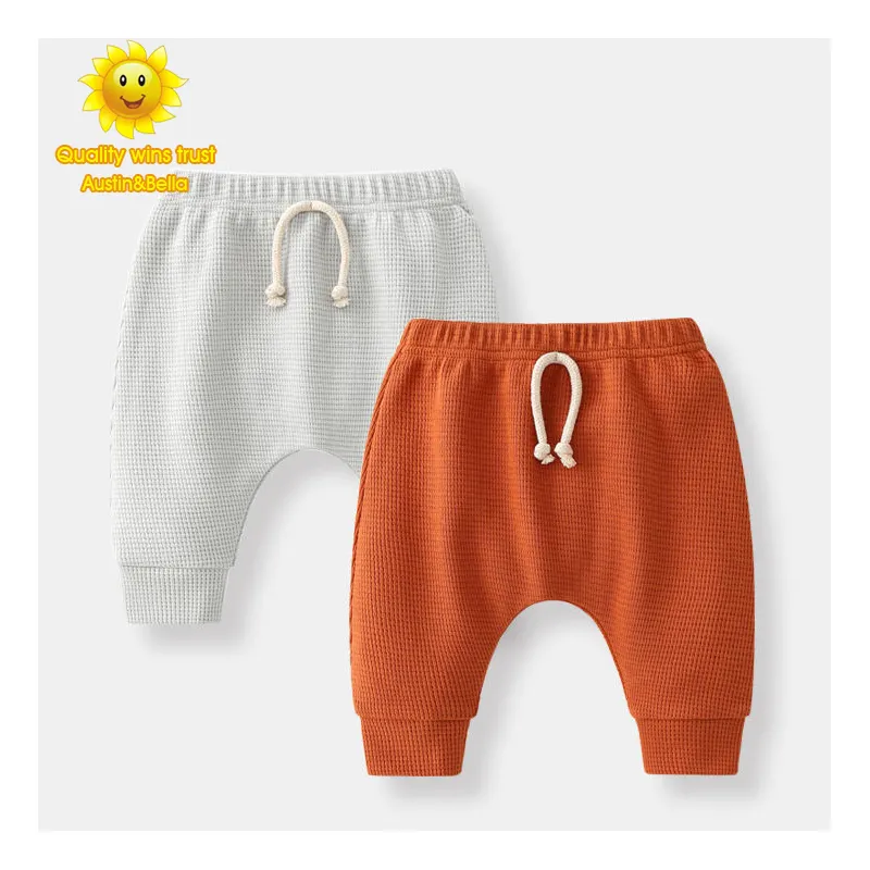 AustinBella/grosir butik kustom bayi laki-laki celana panjang bayi celana bayi 0-3 bulan katun selangkangan terbuka 6898KZ