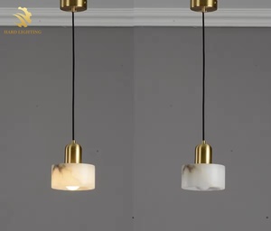 Modern Alabaster LED <strong>Copper</strong> Brass Chandelier Creative Marble Hanging <strong>Lamp</strong> for Home Dining Room Bedroom Middle Sizes - Product Image 3