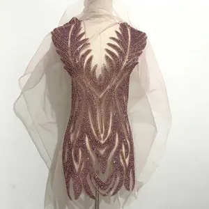 V Neck Black fashion crystal embroidered wedding dress rhinestone appliques bodice