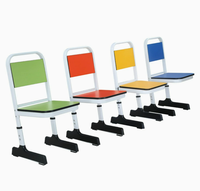 Ensemble table et chaise d'école réglables en hauteur en mélamine avec boîte à livres perforée et structure en acier pour salle de classe primaire