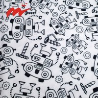Tissu imprimé numérique en polyester spandex 100D extensible dans les quatre sens, doux, personnalisé, imperméable, imprimé de dessins animés de robots mignons
