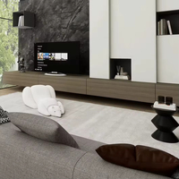 Meuble TV moderne de luxe en bois, support mural et sur pied double usage, console multimédia de rangement pour salon et décoration intérieure