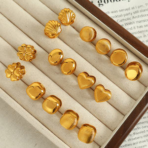 Stud Earrings Heart Shell Clover Geometric Pattern <b>Titanium</b> Steel Women's Jewelry Party Fashion Earrings - Product Image 1