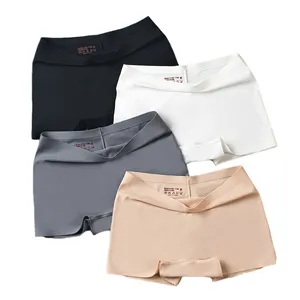 Nouveau Boxer sans couture en soie glacée pour femmes, Short en coton pur, entrejambe antibactérien, culotte pour dames, sous-vêtements Sexy