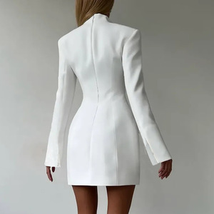 Elegante Abito Blazer con Scollo a V, Maniche Lunghe, Monopetto e Fascia sui Fianchi, Sexy ed Elegante per Ufficio e Feste Formali - Product Image 6