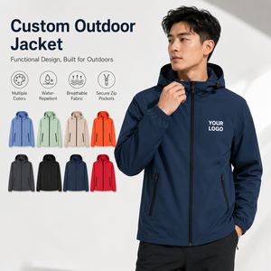 Custom Waterproof Softshell <b>Jacket</b> Polyester Windproof Workwear With Logo Printing for Corporate Uniform Outdoor Staff Coat - Product Image 1