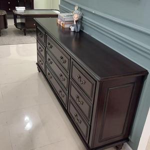 Cómoda de Estilo Americano con Nueve Cajones, 1.8 m, Madera de Nogal Negro, Mueble de Almacenamiento para Sala de Estar o Dormitorio - Product Image 1