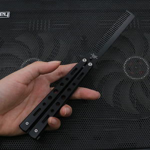 Venta al por mayor personalizable mariposa entrenador cuchillo hoja de satén barba bigote peine entrenador para juegos al aire libre - Product Image 4