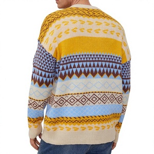 Men's Geometric Pattern Knitted <b>Pullover</b> <b>Sweater</b> Full Sleeve Winter Warm Crewneck sweater2027 - Product Image 2