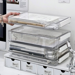 Caja de almacenamiento transparente para documentos A4, organizador de oficina, rectangular, cubierto, para papeles de examen y certificados - Product Image 2